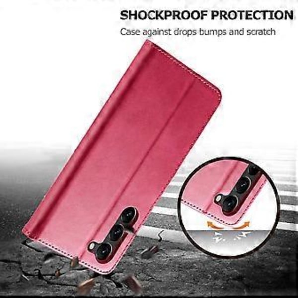 LC.IMEEKE Etui til Samsung Galaxy S24+ Kalveskindsstruktur Læder Stand Telefon Beskyttelsescover Style D