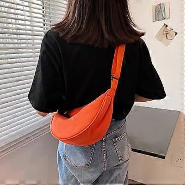 Fashionabel Canvas Skuldertaske Brysttaske Casual til Fest Studerende Udendørs Hvid Orange Orange