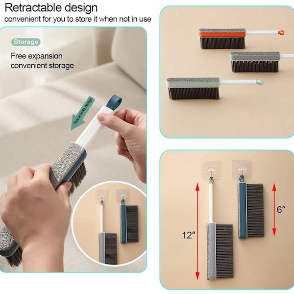 Grå (infällbar) sängsoffa rengöringsborste, dammborste, dubbelsidig