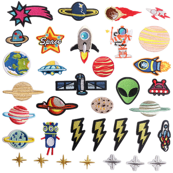 35 STK Iron on Patches Solar System Appliques Stickers, Mixed Sp
