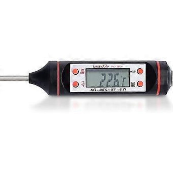 Kødtermometer - Køkkenprobe til præcis tilberedning af flydende dej, kød - Termo-probe med temperatur på LCD-display