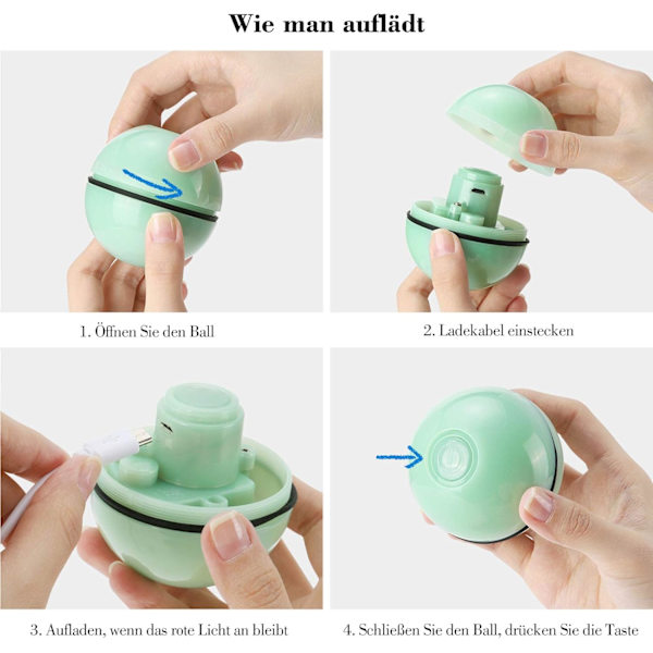 Katt leksak, leksaksboll, 360 graders automatisk rotation och USB-laddning
