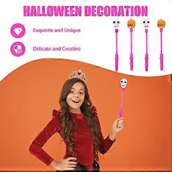 4 stk. Halloween LED Cosplay Stav Barn Scene Fe Stav Halloween Festgaver (2 stk. Spøkelsesansikt, 2 stk. Gresskar)
