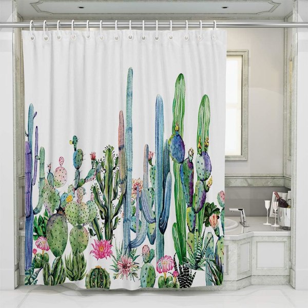 Snabb och hållbar duschdraperi, kaktusbladsmönster