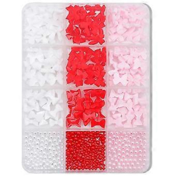 12 rum 3D sløjfer negle charms blandet form sløjfe negle kunst charms perler harpiks negle kunst dekorationer til akrylnegle SZSP01