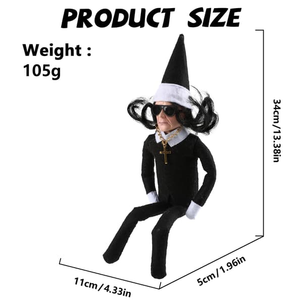 Oz Jule Elf Dukke Ornament Dekorativ Figur Julegave - Sort