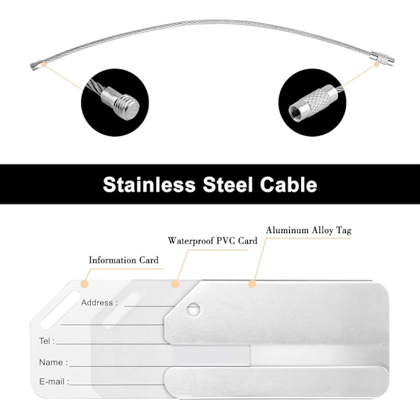 6 st (silver) Flygplans Bagageetikett Aluminiumlegering Resväska Etikett med