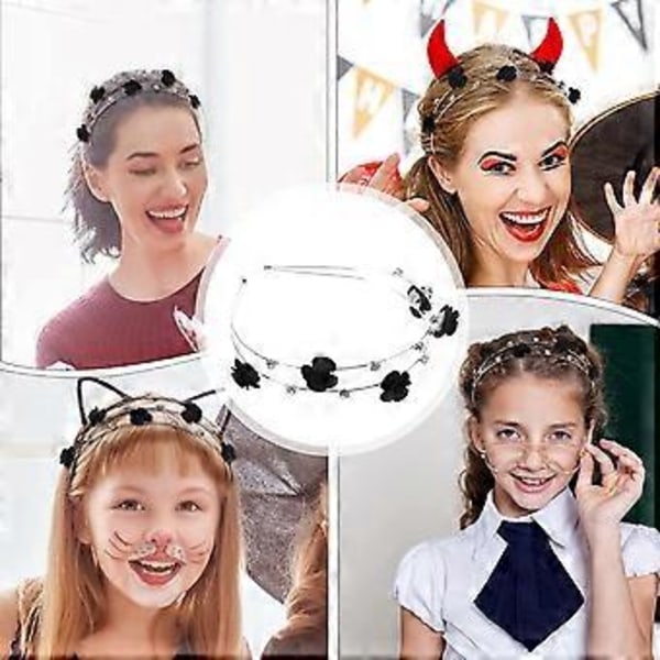 Halloween Rose Hovedbøjle Gotisk Rhinestone Blomst Hår Bøjle Dobbelt Lag Hårbåndvinrød sort black