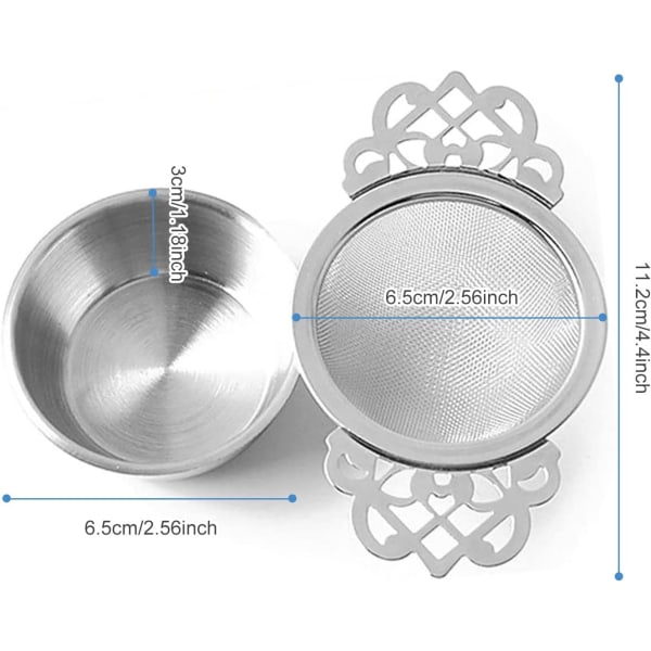 Ruostumattomasta teräksestä valmistettu teesiivilä kulholla, 2 ruostumattomasta teräksestä valmistetun sarja