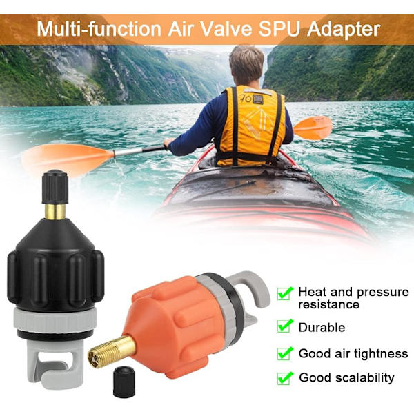 2PCS Orange Pump Adapter Svart Kajak Adapter Båt Pump Adapter Ka