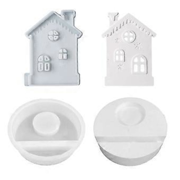 Ljusstakar Slotthus Hartsformar Snöhus Ljushållare Silikonformar DIY Gjutformar Hemdekorationer 2 Style B 2