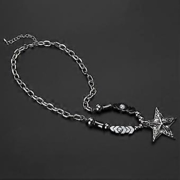 Hieno kaulakoru tähtiriipus korut choker paksu ketju Y2K solisluuketju naisille tytöille syntymäpäivä ystävänpäivä