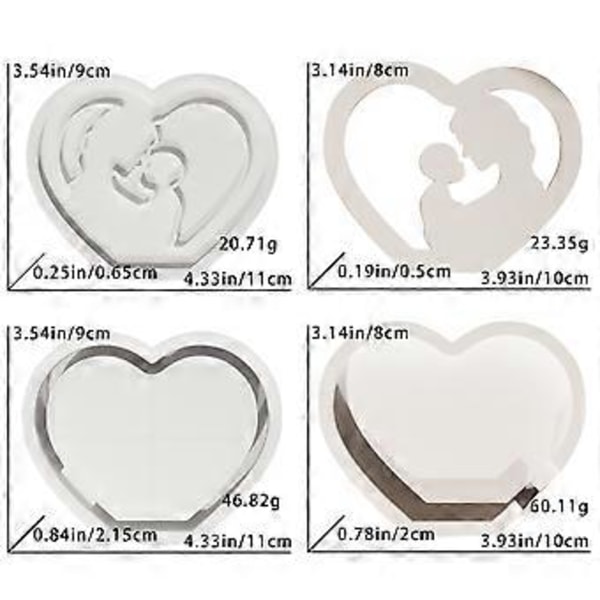 Silikon Hantverksmaterial Kreativ Lampform Ihåligt Hjärta Lätt Släppform Lämplig för Dekorationer och Entusiaster D5346 3 set