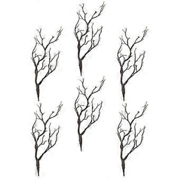 6 stk. Plastgren Dekorasjoner DIY Kunstige Hjortehorn Tregrener for Halloween Jul