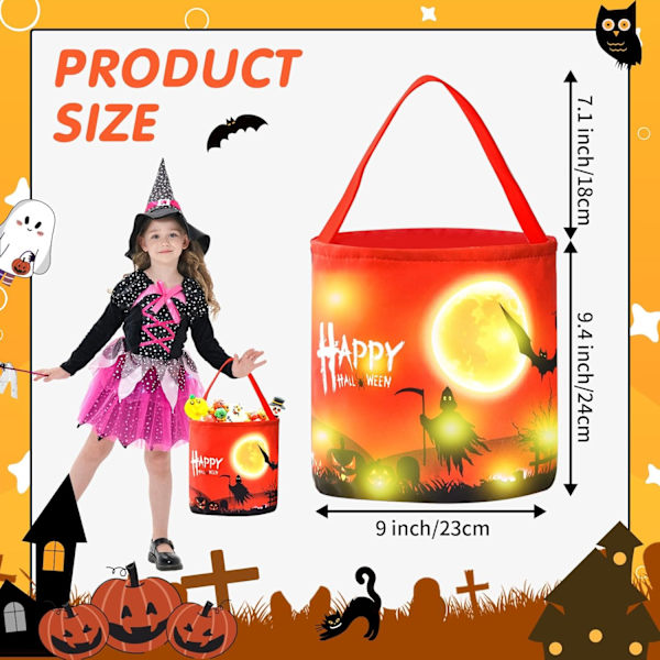 1PC Halloween-karkkipussi, LED-valolla varustettu karkkipussi