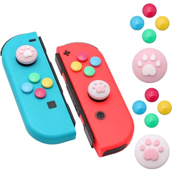 Switch Button Caps, Paw Print Thumb Grip Caps til Nintendo Switch