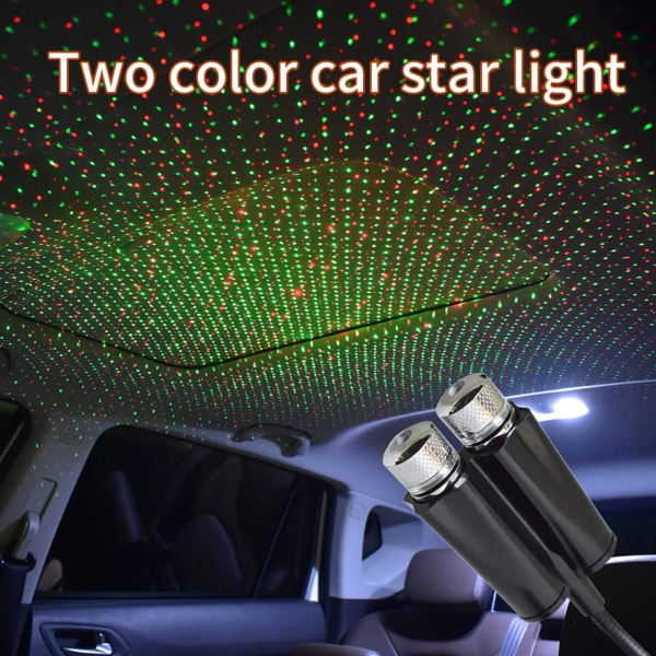 USB Natlys Stjerneprojektor, 2 i 1 Auto Biltag LED Lys, A