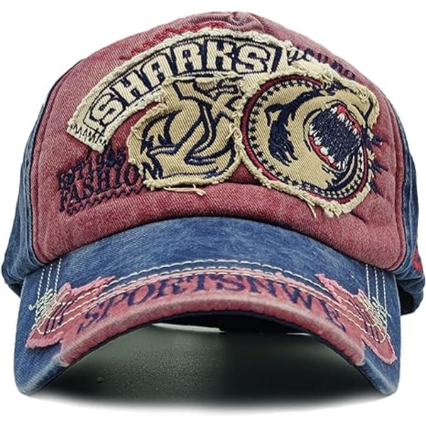Sharks Baseball-lippis, klassinen säädettävä snapback-isän hattu, vintage