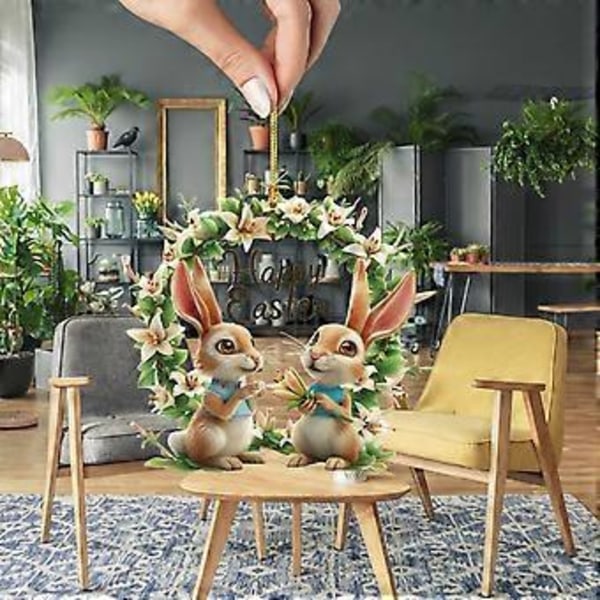 Akryl Platt Hängande Ornament Påskhare Hängande Ornament A