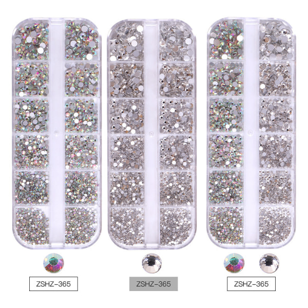 Rhinestones för nagelkonst, Crystal AB Rhinestones Flat Back Gems &