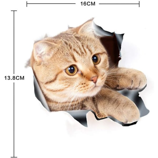 4 st Bilstickers Självhäftande Cartoon 3D Katt Fönsterdekaler