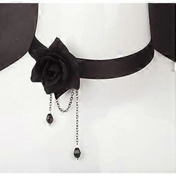 Elegantti Retro Ruusu Kukka Solisluuketju Kaulakoru Goottilainen Lolita Musta Pitsi Kaulus Choker Koriste Hää Halloween Asusteet