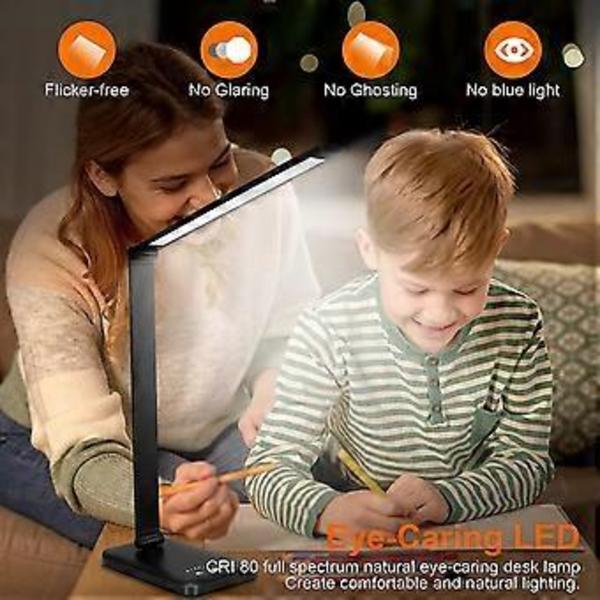 LED-pöytävalaisin, himmennettävät pöytävalaisimet, 10 kirkkaustasoa, 5 väritilaa, kosketusohjaus, silmien suojaus, USB-portilla/ajastintoiminnolla, kokoontaitettava/käännettävä