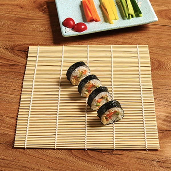 2-pak Naturlig Bambus Sushi Rullematter for å lage Sushi 9,4 x 9,4