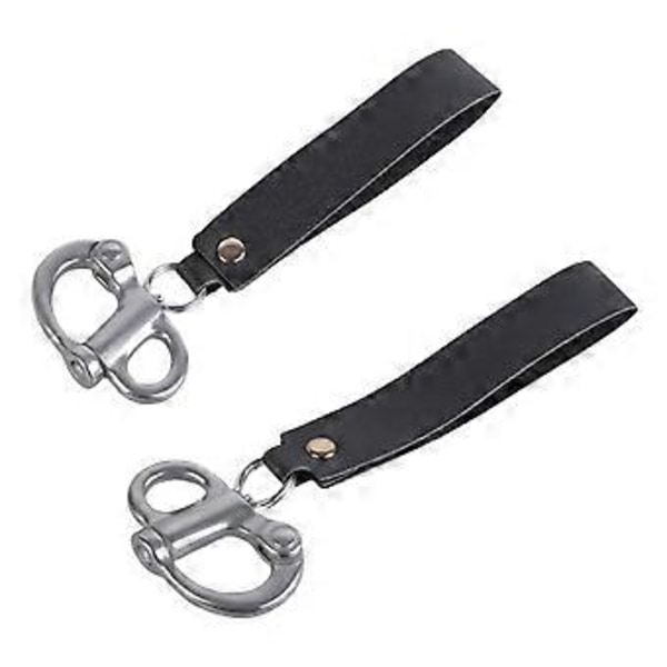 2 stk. Quick Release Snap Shackle med læderhåndtag SCBA Maske Quick Release Clip Metal Fast Snap Shackle Lanyard