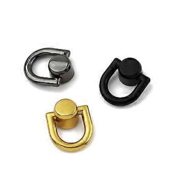 Guld D-ringar Nitar för DIY Läderprojekt som Väskor och Ryggsäckar Enkel Installation Trendiga Väskaccessoarer Svart Black