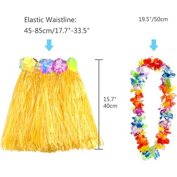 5 Set 25 Pcs Hawaiian Grass Hula Skirts Set Inkludera Blomster Halsband