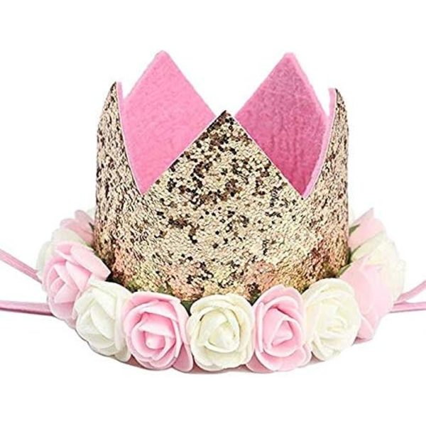 1 stk Gul Baby Krone, 1 År Fødselsdag, Prinsesse Krone
