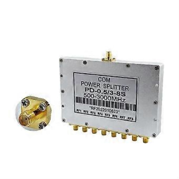 1 st 8-vägs SMA-effektfördelare 500MHz-3000MHz, SMA hona effektdelare signalkabel fördelare hona D