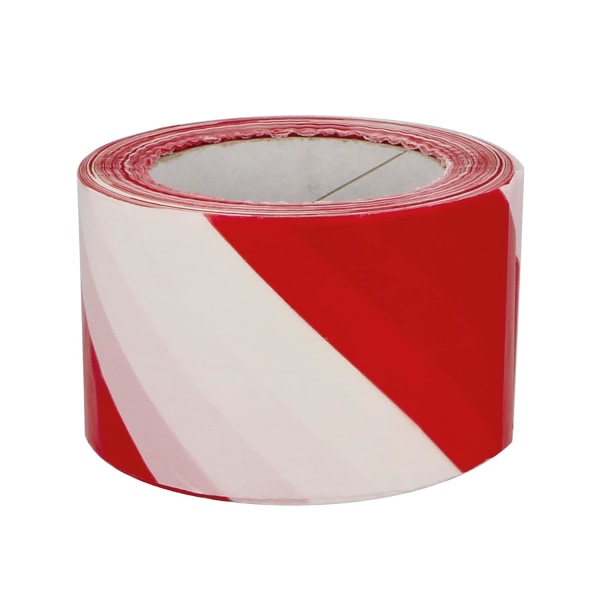 Rød og hvit områdemerketape - 48mm x 20m, Advarselstape