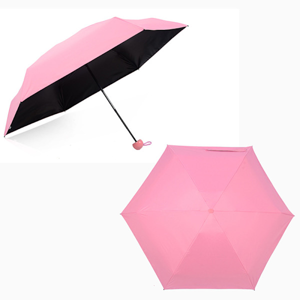Mini kompakt paraply vindskyddande resor sol & regn med kapselväska