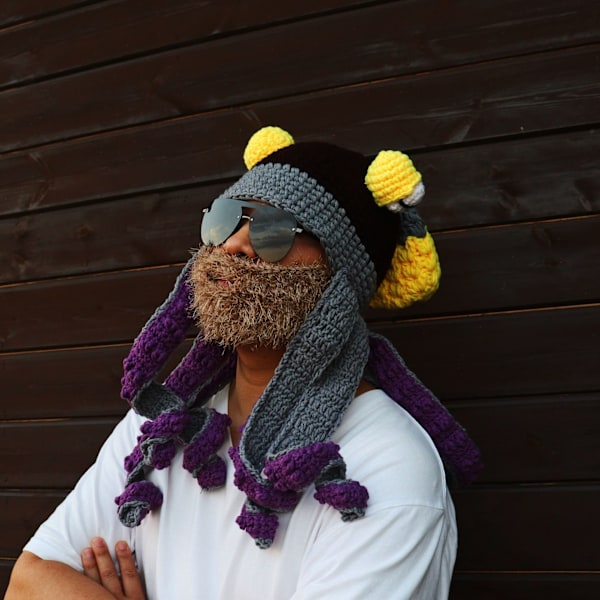 Blekksprut Tentakkel Lue Håndvevd Strikket Blekksprut Lue Jul Halloween Kostyme Cosplay (Marineblå)