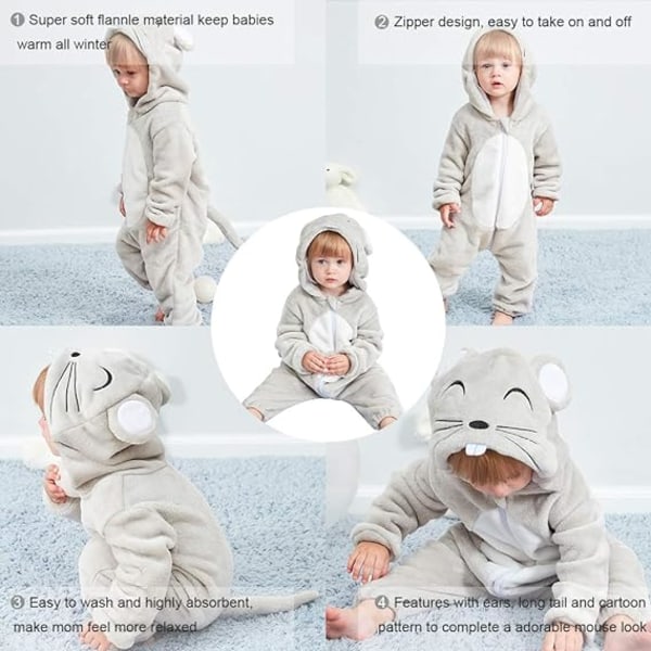 （2）Lämplig för höjd 90 cm Unisex Vinter Baby Onesies 3-36 Månad