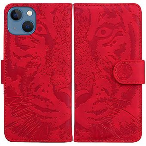 Tiger Präglat Läderfodral För iPhone 14 Rejection