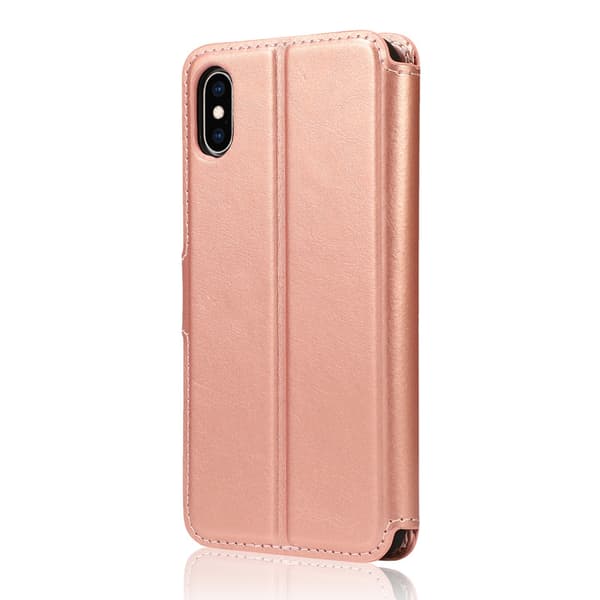 Plånboksfodral i roséguld, Premium läderfodral Folio Flip Cover wit