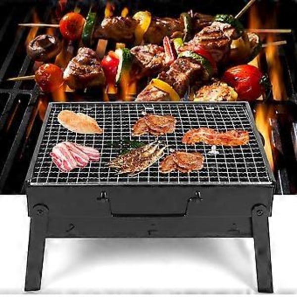 Bærbar sammenleggbar grill i rustfritt stål, BBQ kullgrill for camping utendørs