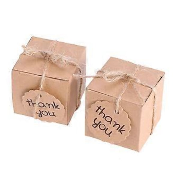 100st/50 Set Kreativa Tack Candy Boxes Kraftpapper Förpackning Present Godis Godisaskar Festtillbehör (Fyrkantig) 20pcs