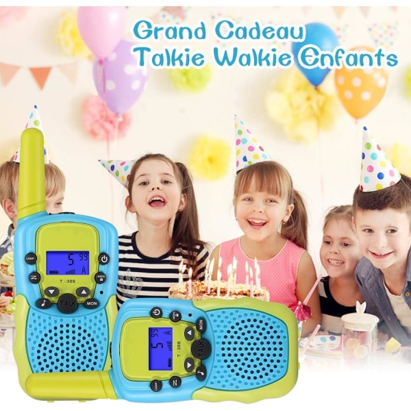 Barne Walkie Talkies 2-veis radio med 8 kanaler, 3 mils rekkevidde for