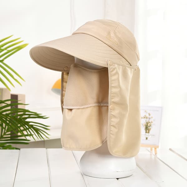 Solhatt Utomhus UV-Solhatt Avtagbart Vindtätt Ansiktsskydd (Khaki)
