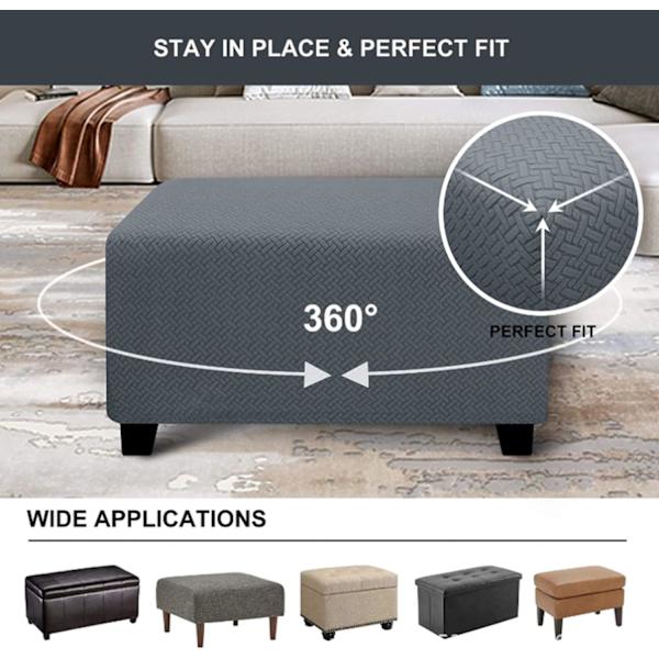 Lysegrå, M Square Ottoman-trekk, Stretchable Pustende Vaskbar