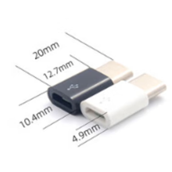 Vit Svart 6st Micro USB till USB - C Konvertera Huvudtyp Android
