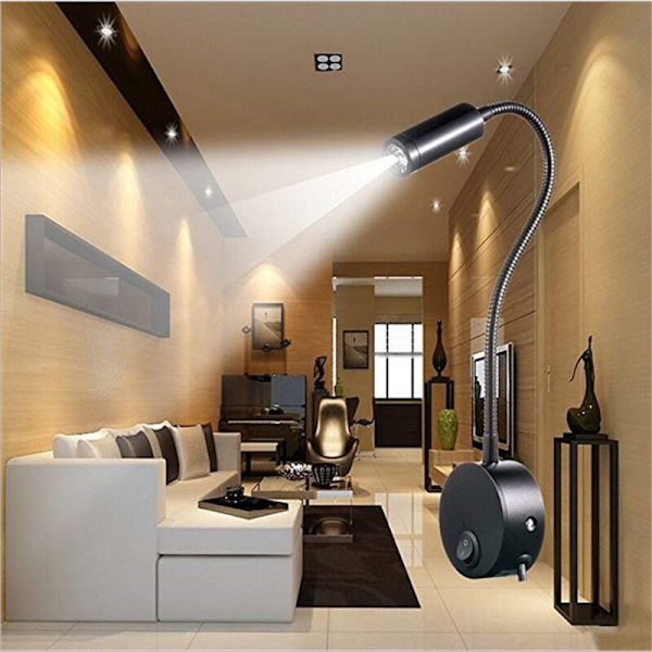 LED leselampe, 360° rotasjon nattlampe, varm hvit farge