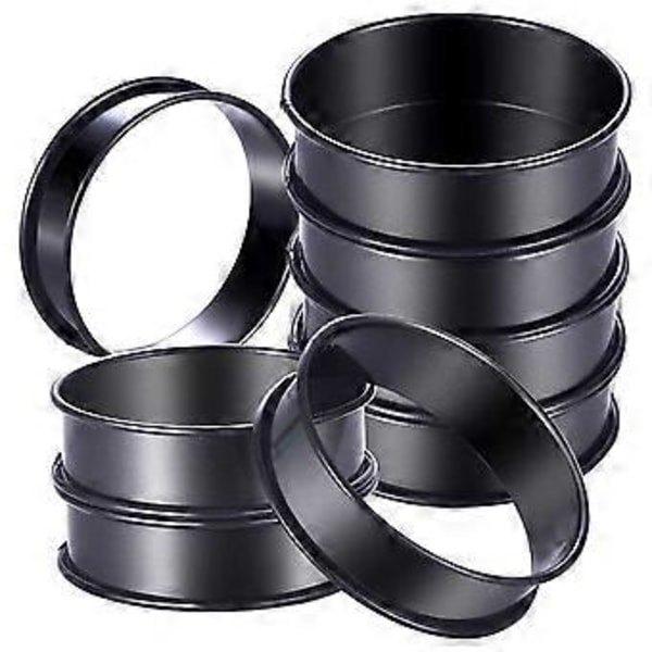 8-pakning Crumpet Ringer Engelske Muffin Ringer 10 cm - Rustfritt Stål Dobbelvalsede Tertringer Oppgradert Runde Metall Matlaging Bakverk Ringformer for baking