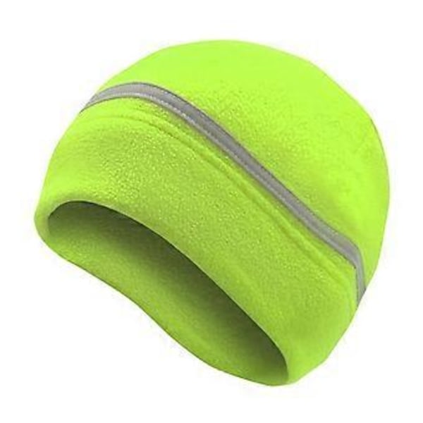 Reflekterende Fleece Lue Vinterlue med Reflekterende Stripe Fleece Tykk Hodeskalle Lue Sikkerhetslue for Ski Sykling Riding Vandring (grønn)