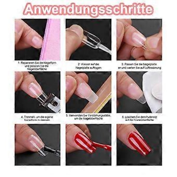 Korta Fyrkantiga Lösnaglar, Heltäckande Nageltippar, Konstgjorda Gelly-naglar för Nagelkonst