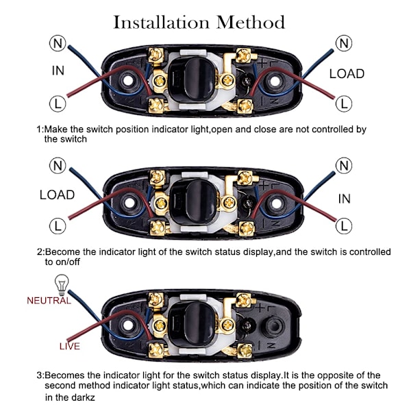 2 stk. Sort Lampekontakt Inline Kontakt 250V 10A Mellemkontakt